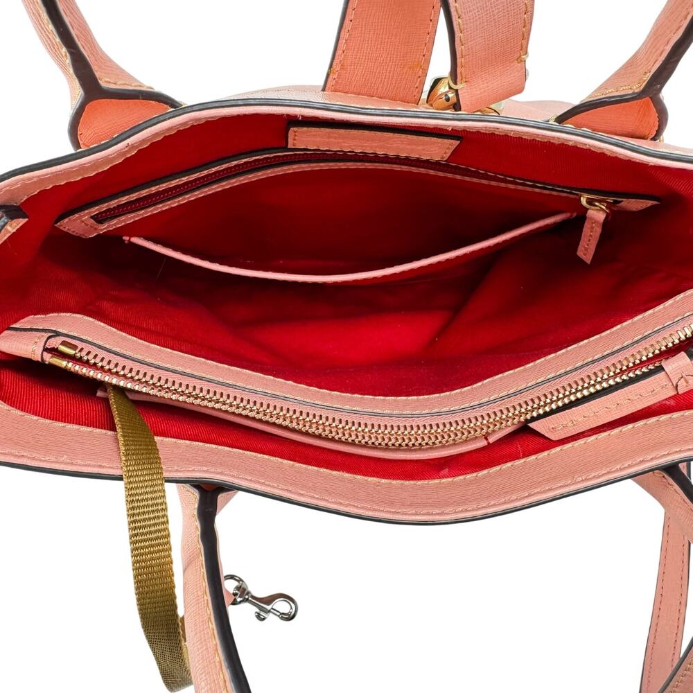 Dooney & Bourke Barlow Satchel Saffiano Leather Coral Pink Crossbody Bag - Picture 13 of 14